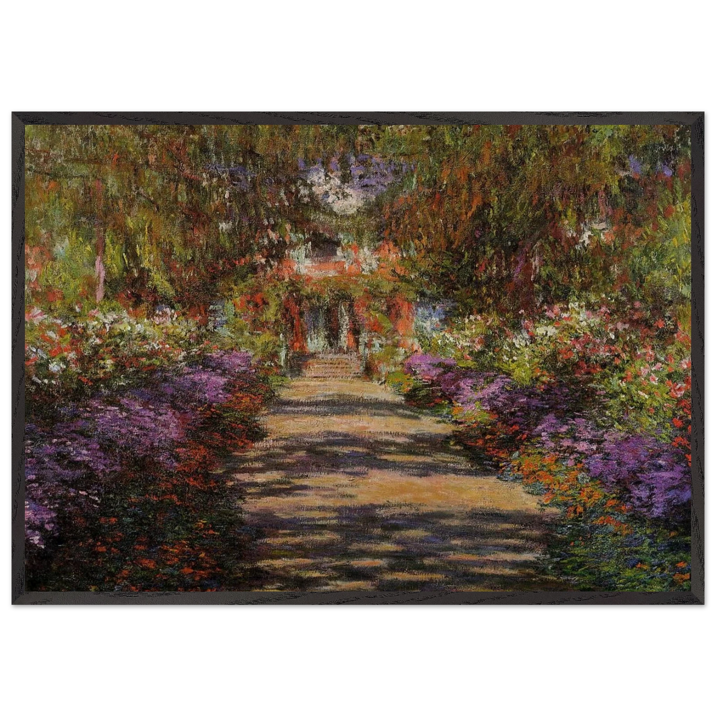 Pathway In Monets Garden At Giverny - claude monet Framed Art Print – Black Wooden Frame - Default Title - -Framed Art Print
