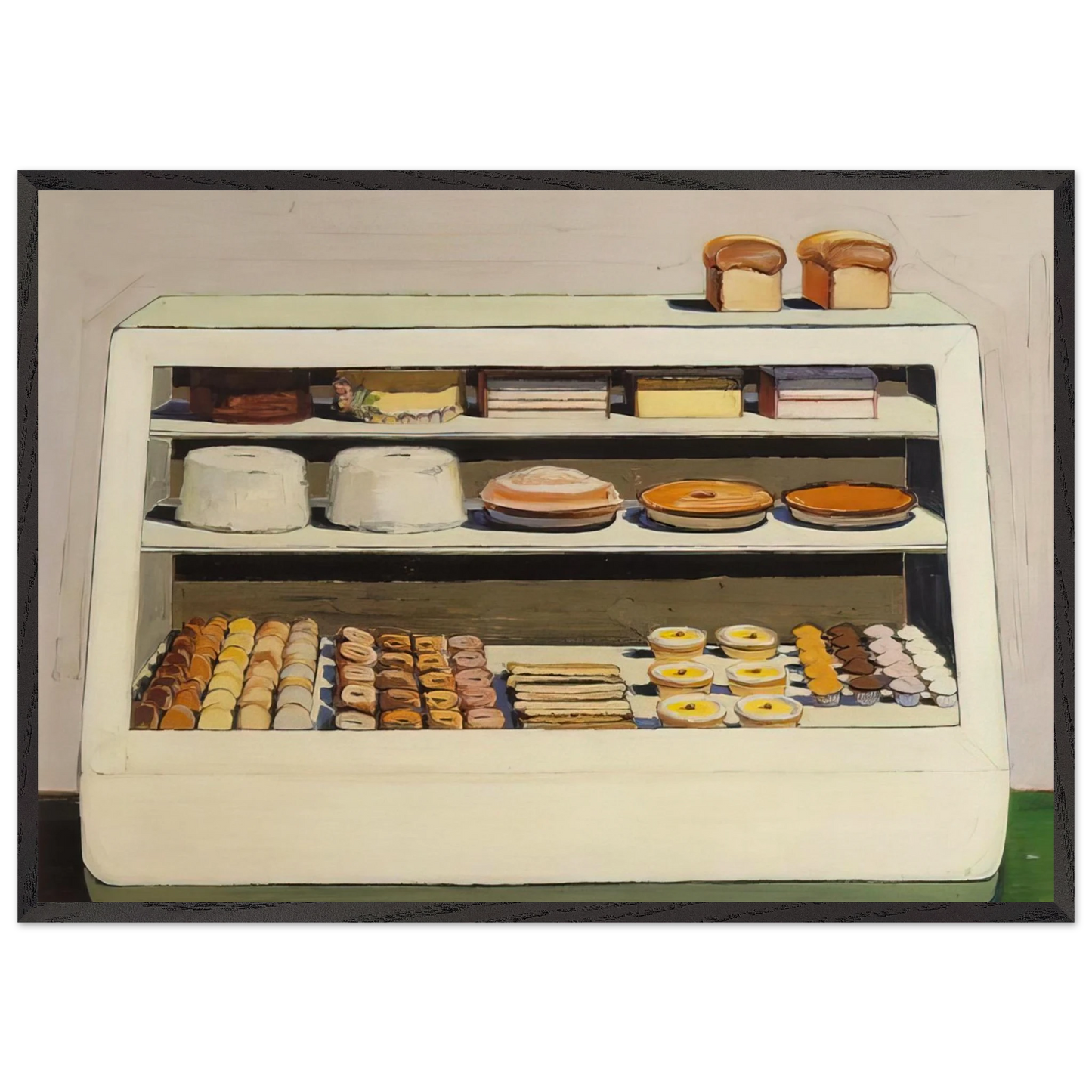 Bakery Counter - 1962 - Wayne Thiebaud 70x100 cm / 28x40 inches Framed Art Print – Black Wooden Frame