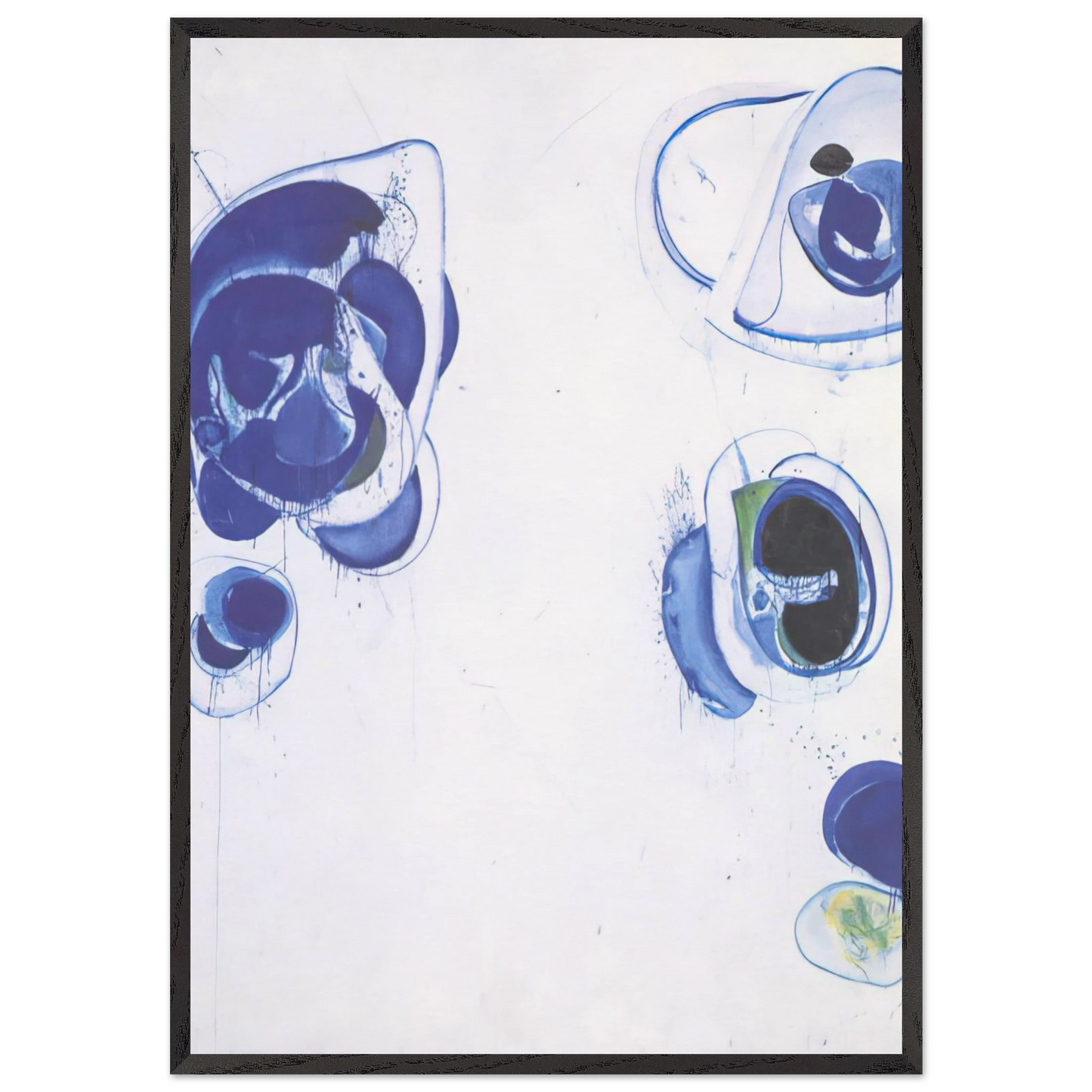 Blue Balls VII - Sam Francis 70x100 cm / 28x40 inches Framed Art Print – Black Wooden Frame