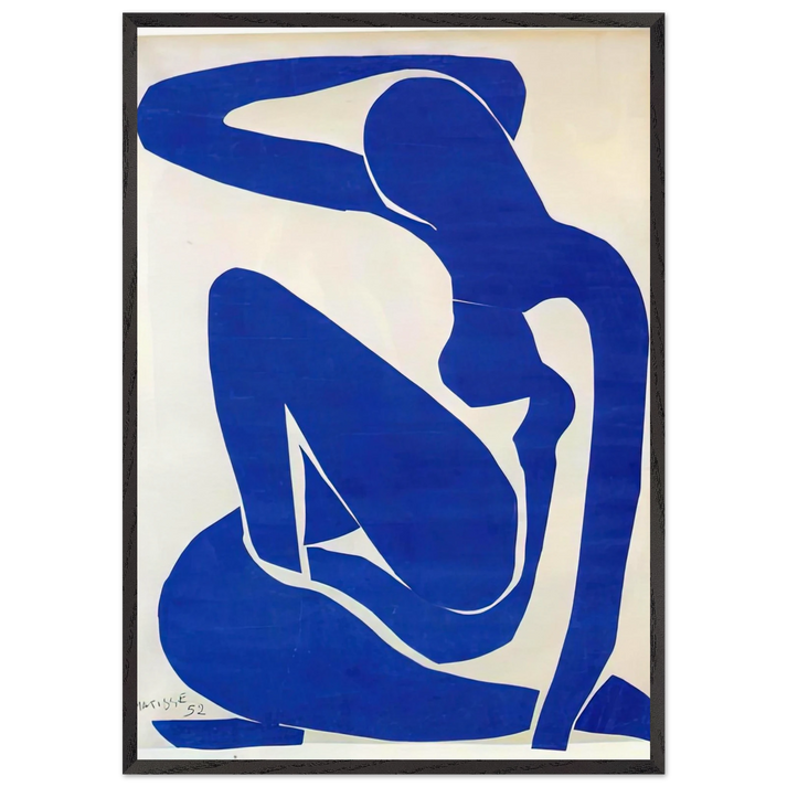 BLUE NUDE 1 - Henri Matisse 70x100 cm / 28x40 inches Framed Art Print – Black Wooden Frame
