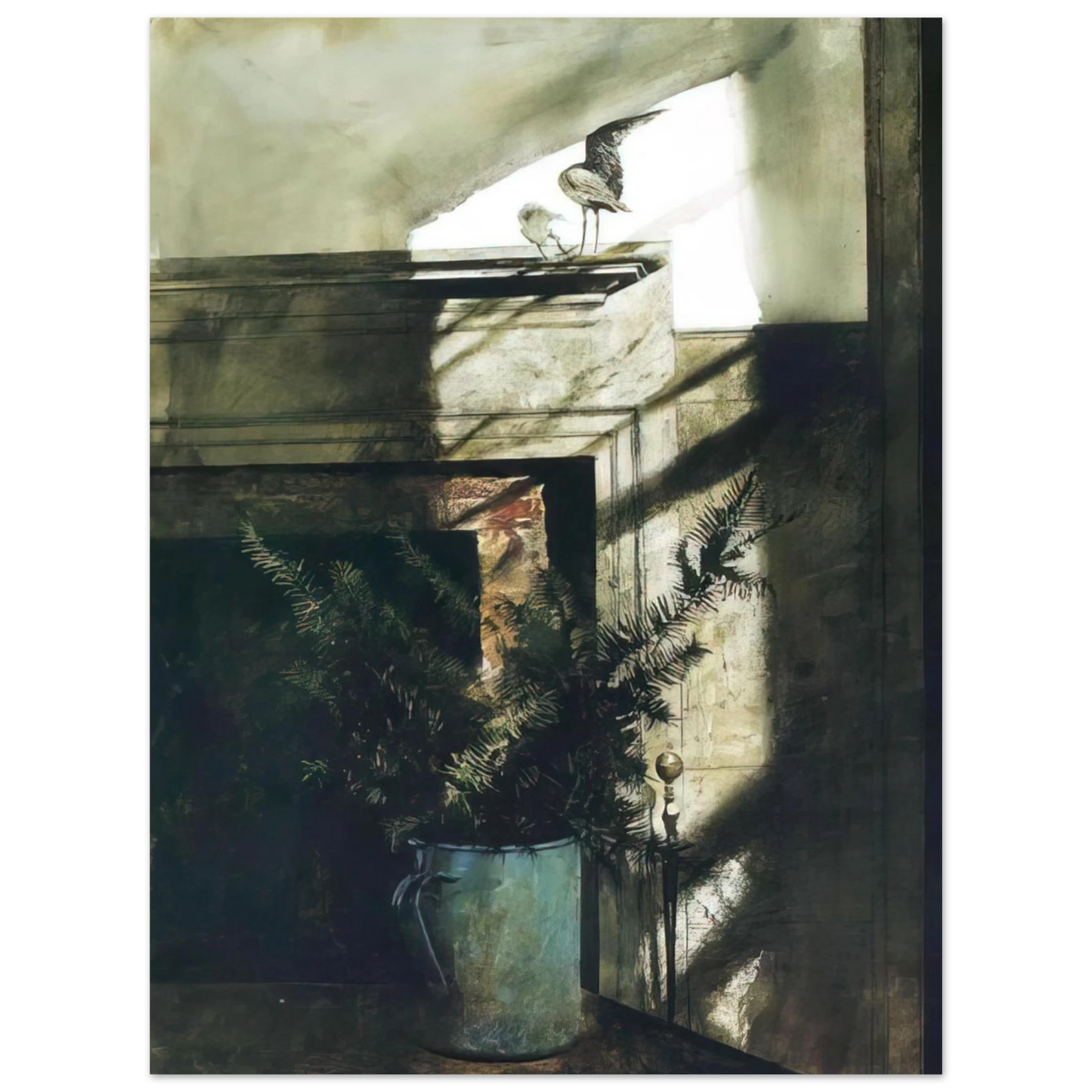 Andrew Wyeth - BIRD IN THE HOUSE Wall Art - 21x29.7 cm / 8x12" - Premium Wooden Framed Poster With Fine Art Paper - Wood frame