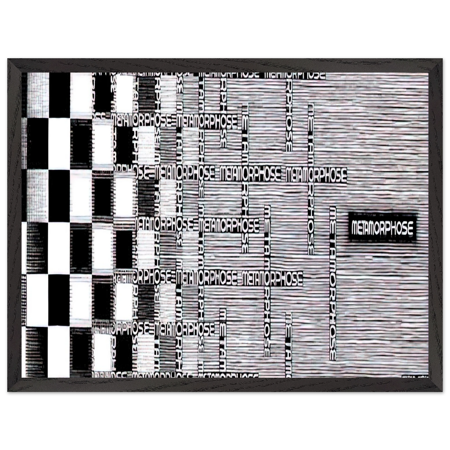 MC Escher - METAMORPHOSIS II EXCERPT 7 Wall Art - 21x29.7 cm / 8x12" - Premium Wooden Framed Poster With Fine Art Paper - Black frame