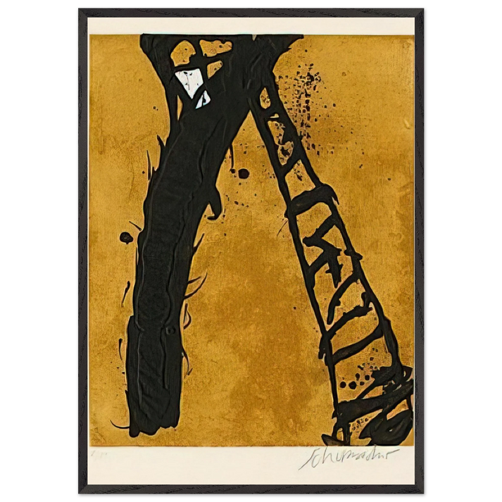 211990 - 1990 - Emil Schumacher 70x100 cm / 28x40 inches Framed Art Print – Black Wooden Frame