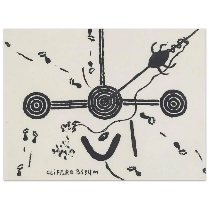Clifford Possum Tjapaltjarri - NGARLU LOVE STORY - 1994 75x100 cm / 30x40inches Fine Art Poster