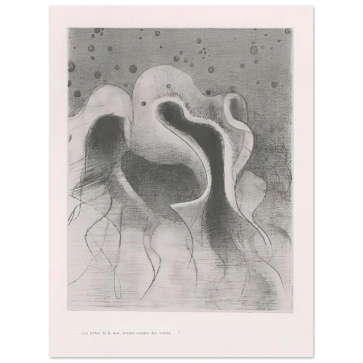 Odilon Redon - THE BEASTS OF THE SEA ROUND LIKE LEATHER BOTTLES PLATE 22 1896 75x100 cm / 30x40inches Fine Art Poster
