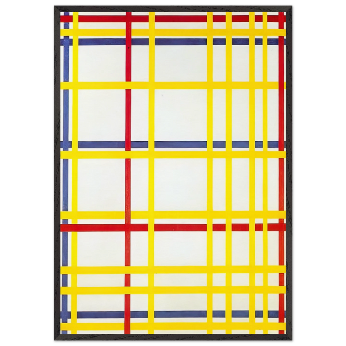 New York City I - Piet Mondrian 70x100 cm / 28x40 inches Framed Art Print – Black Wooden Frame