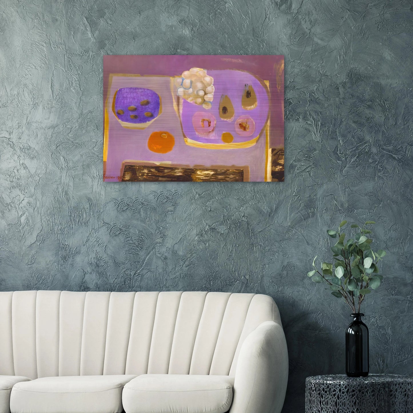 Mauve Still Life - 1968 - Mary Fedden Brushed Aluminum Print - 70x100 cm / 28x40 inches | Mary Fedden Aluminum Print | Mary Fedden Prints