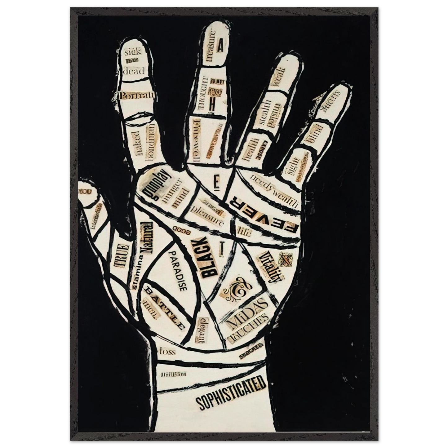 Hand - Andy Warhol 70x100 cm / 28x40 inches Framed Art Print – Black Wooden Frame