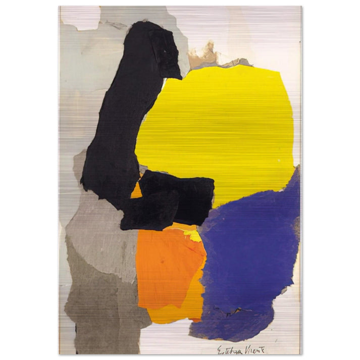 COLLAGE WITH YELLOW BLUE AND ORANGE 1963 - Esteban Vicente Brushed Aluminum Print - 70x100 cm / 28x40 inches | Esteban Vicente Aluminum Print | Esteban Vicente Prints
