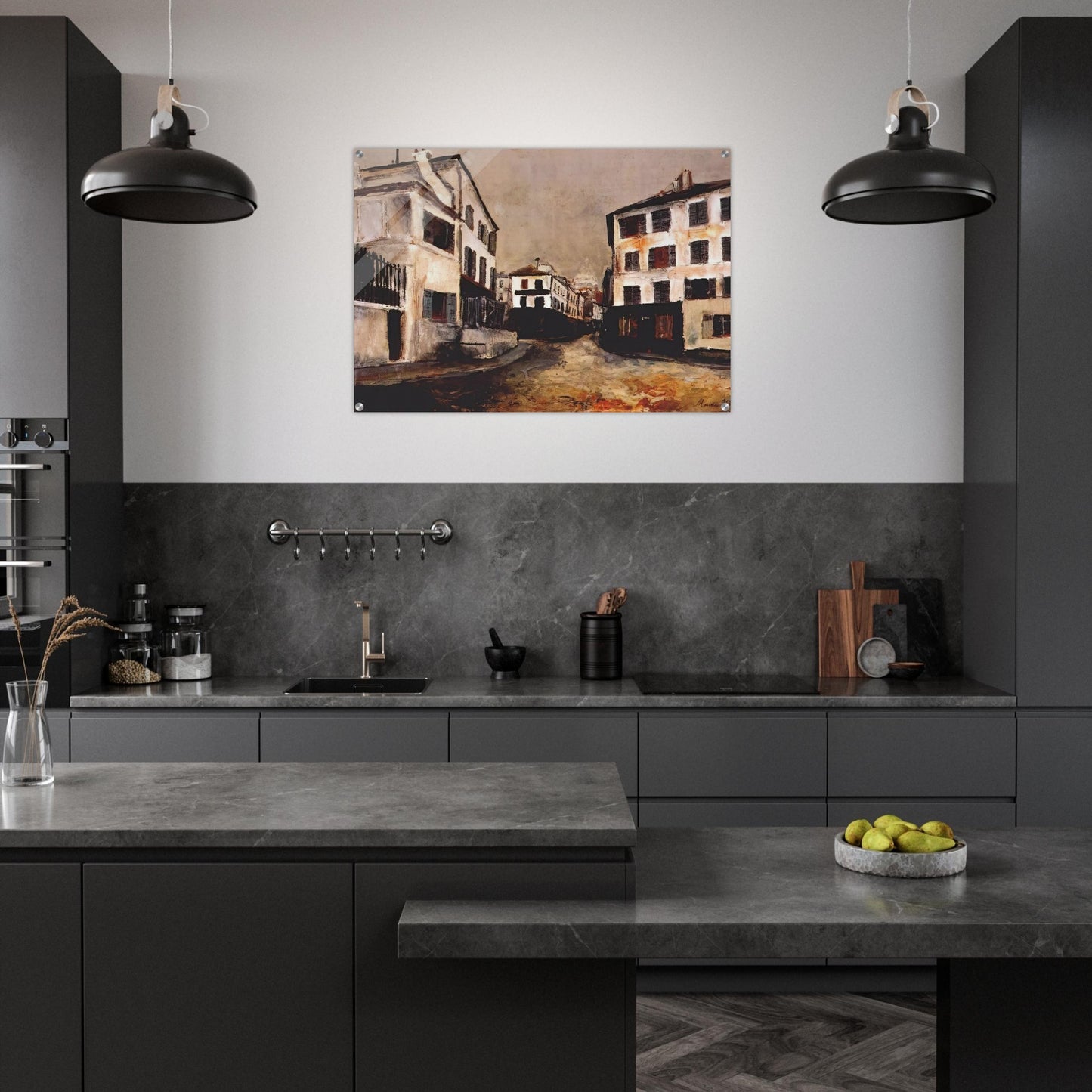 NORVINS STREET - Maurice Utrillo Acrylic Print - 70x100 cm / 28x40″ inches