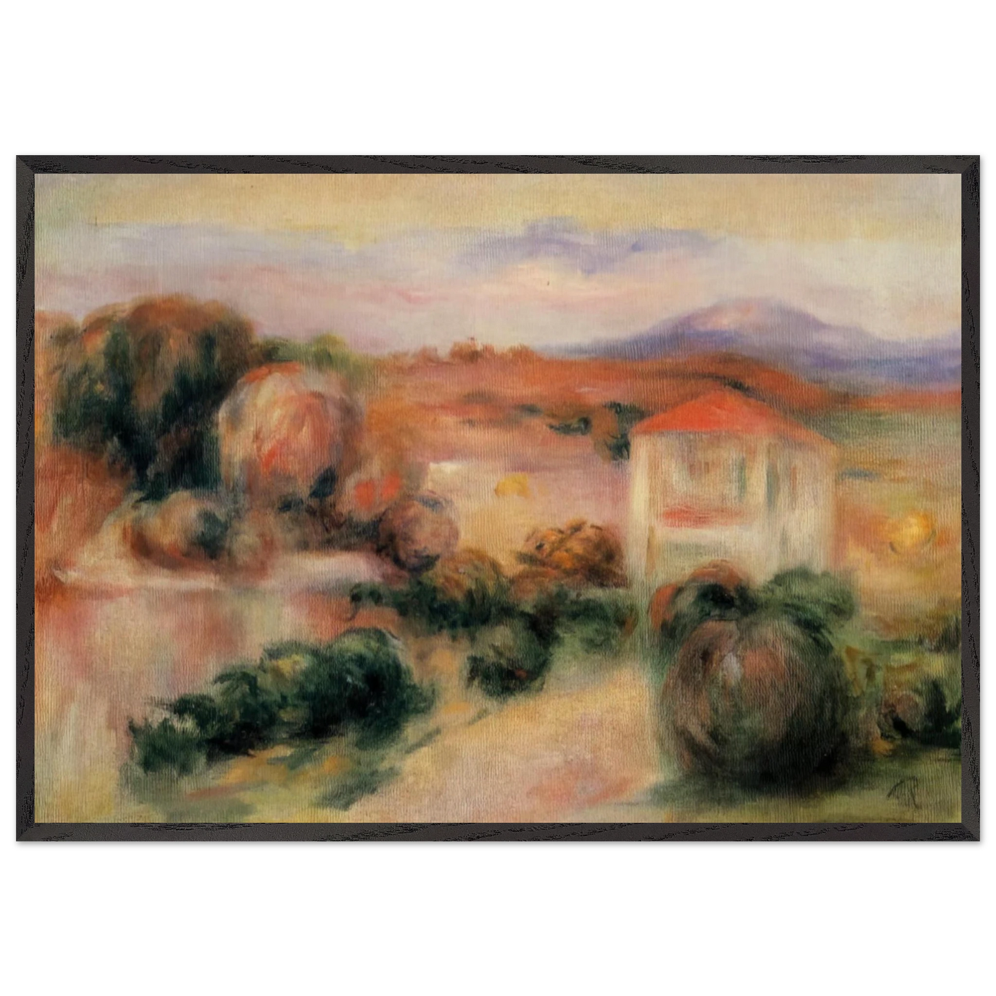 White Houses - Pierre-Auguste Renoir 70x100 cm / 28x40 inches Framed Art Print – Black Wooden Frame