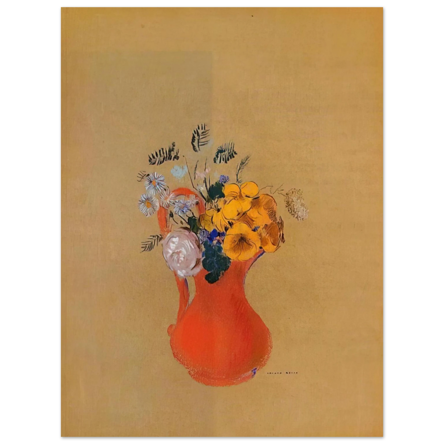 Odilon Redon - FLOWERS IN A RED PITCHER Fine Art Poster - Default Title