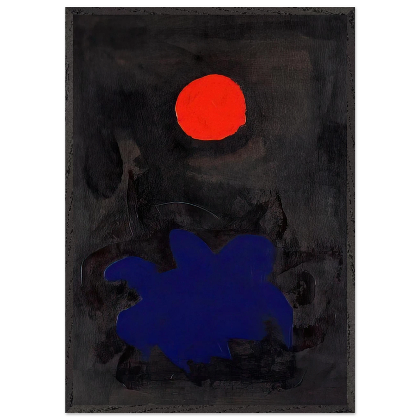 Blue on Black - 1970 - Adolph Gottlieb 70x100 cm / 28x40 inches Framed Art Print – Black Wooden Frame