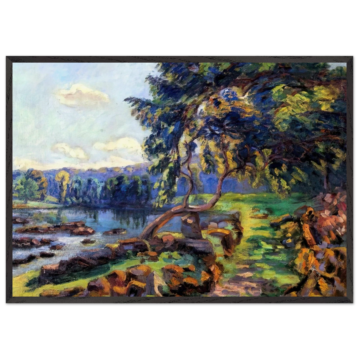 Les rapides a Genetin - 1900 - Armand Guillaumin Framed Art Print – Black Wooden Frame - Default Title - -Framed Art Print