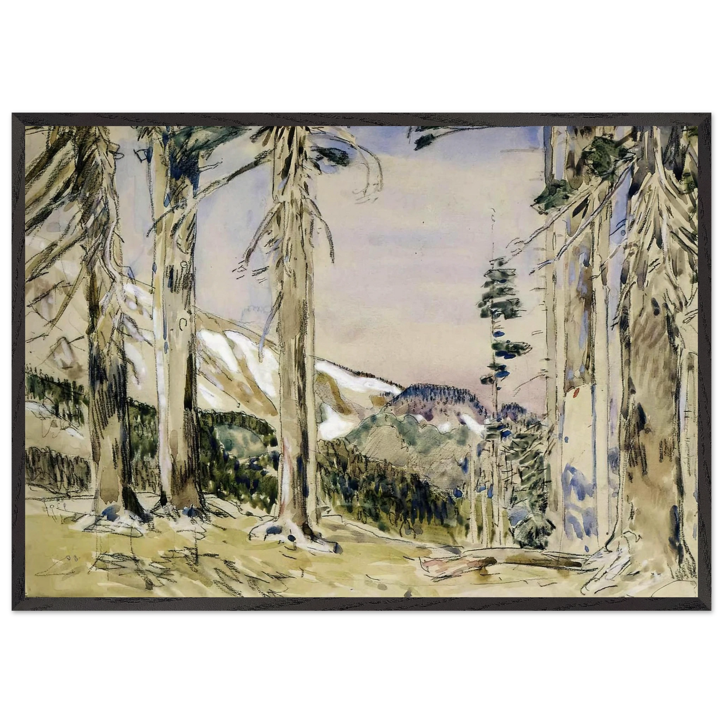 End of Timberline Mt Hood - Childe Hassam 70x100 cm / 28x40 inches Framed Art Print – Black Wooden Frame