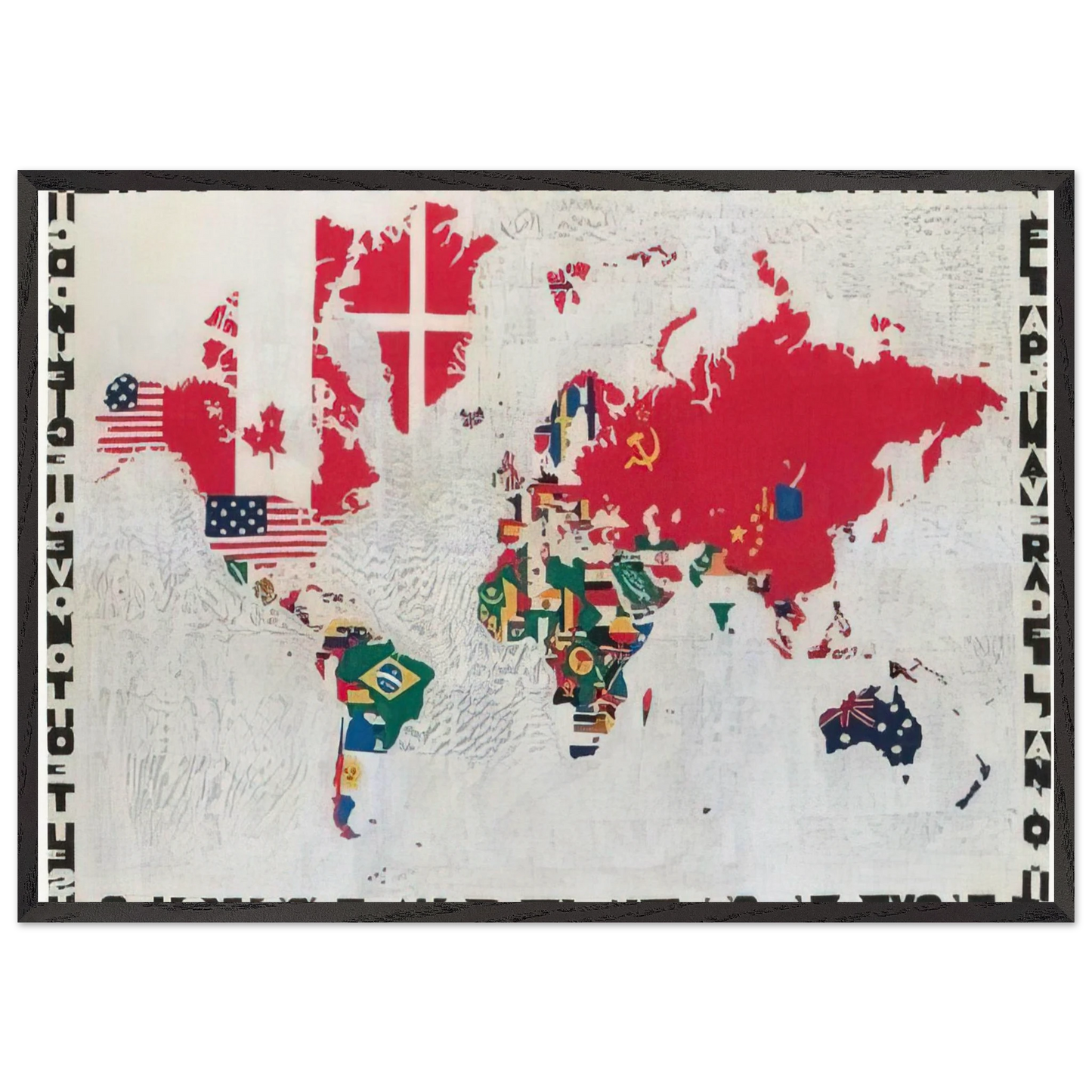 MAPPA 1983 - Alighiero Boetti Framed Art Print – Black Wooden Frame - Default Title - -Framed Art Print