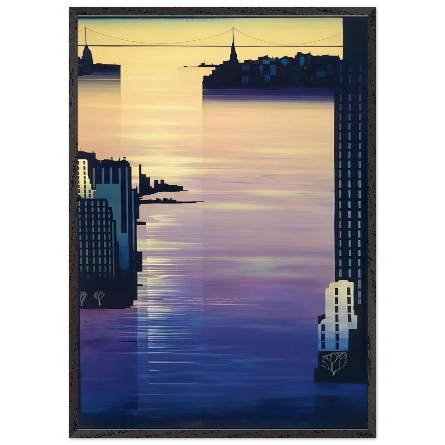 East River - Eyvind Earle 70x100 cm / 28x40 inches Framed Art Print – Black Wooden Frame