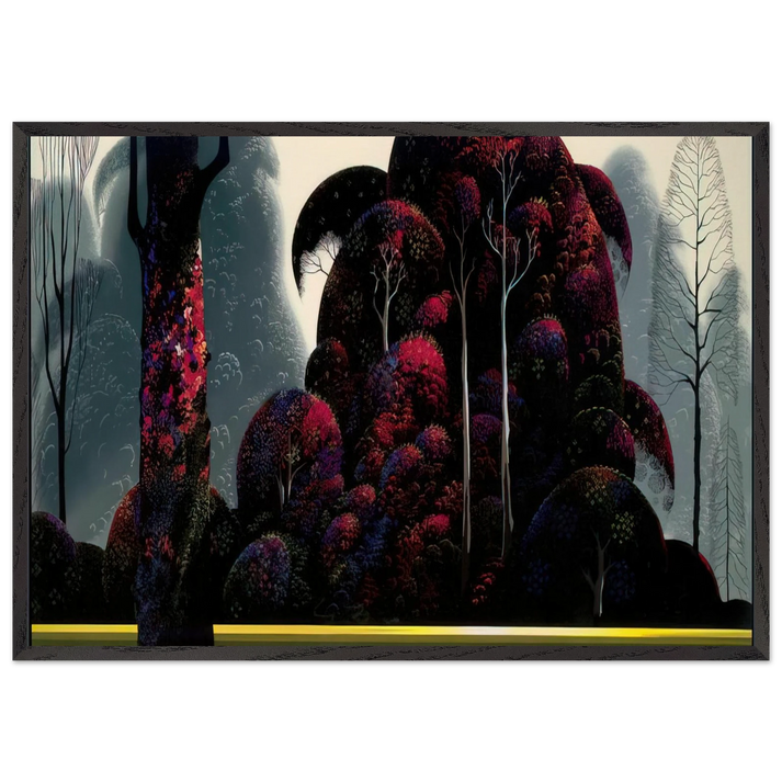 Crimson Eucalyptus - Eyvind Earle 70x100 cm / 28x40 inches Framed Art Print – Black Wooden Frame