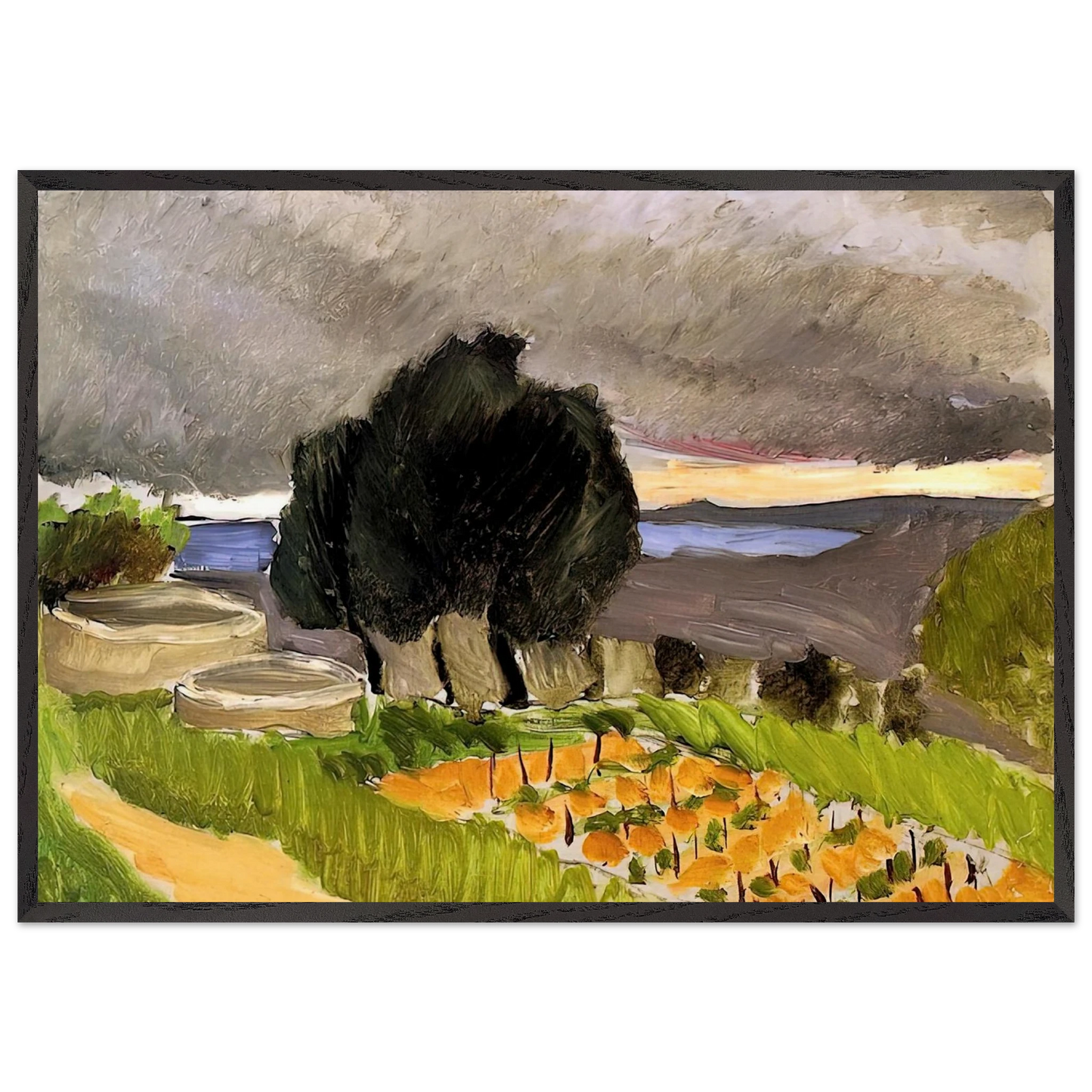 LANDSCAPE OF THE MIDI BEFORE THE STORM 1921 - Henri Matisse 70x100 cm / 28x40 inches Framed Art Print – Black Wooden Frame