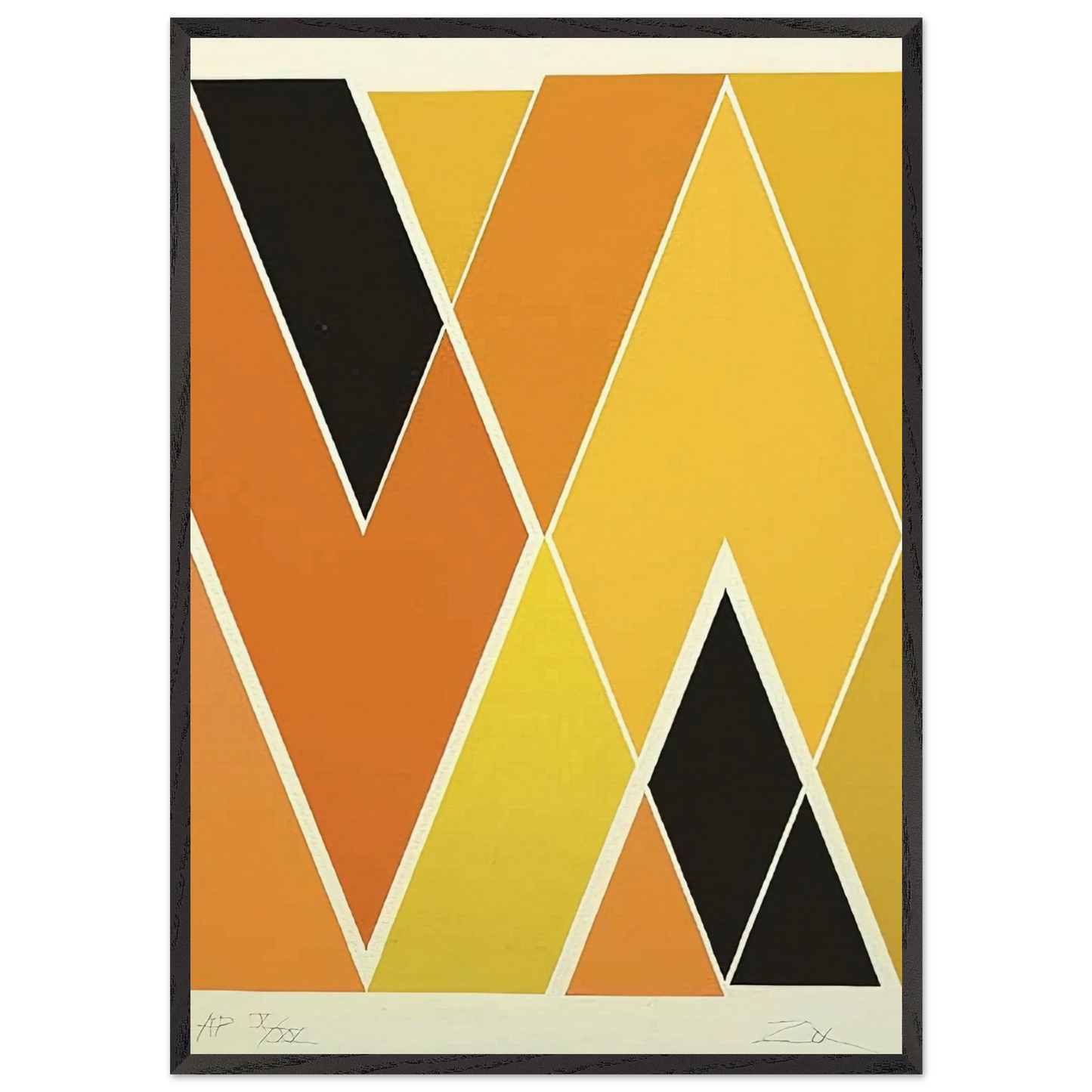 Double Diamond - Hard Edge Painting - Larry Zox 70x100 cm / 28x40 inches Framed Art Print – Black Wooden Frame