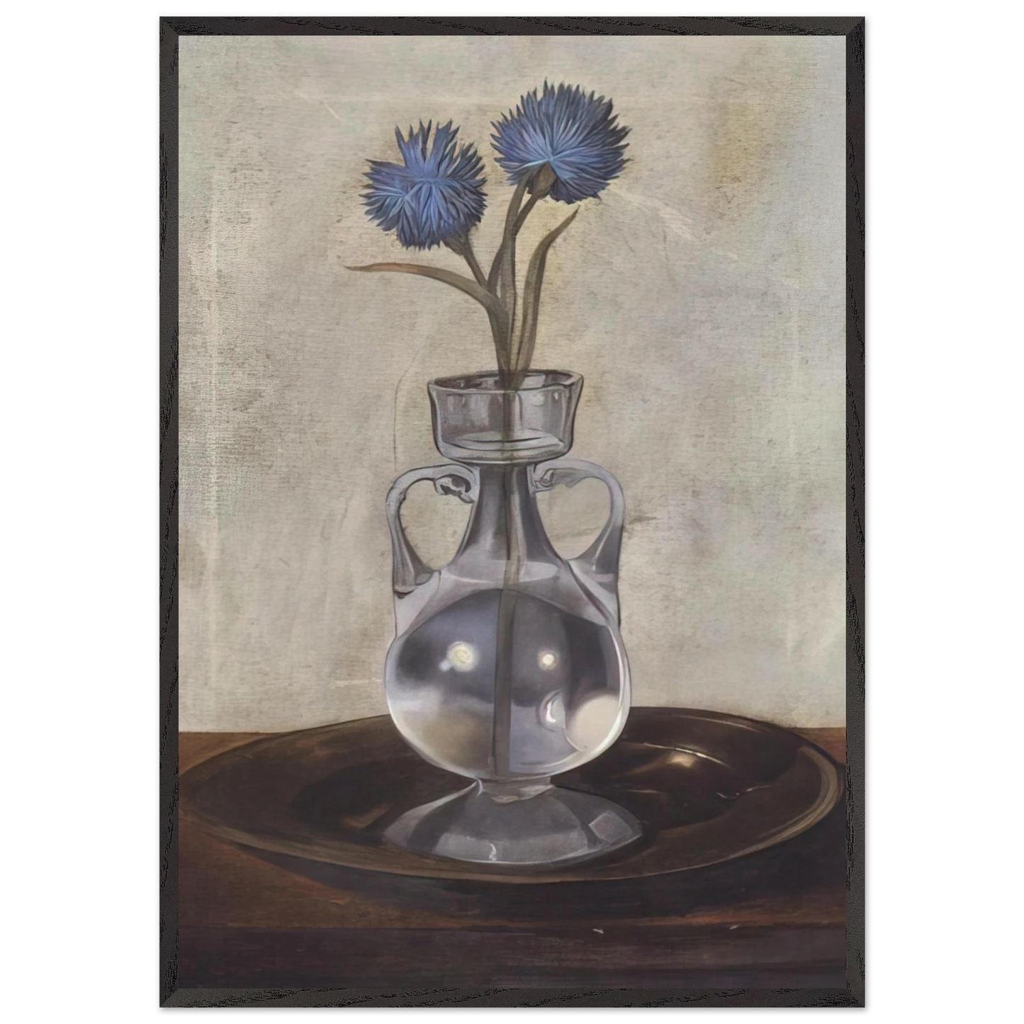 THE VASE OF CORNFLOWERS - Salvador Dali Framed Art Print – Black Wooden Frame - Default Title - -Framed Art Print