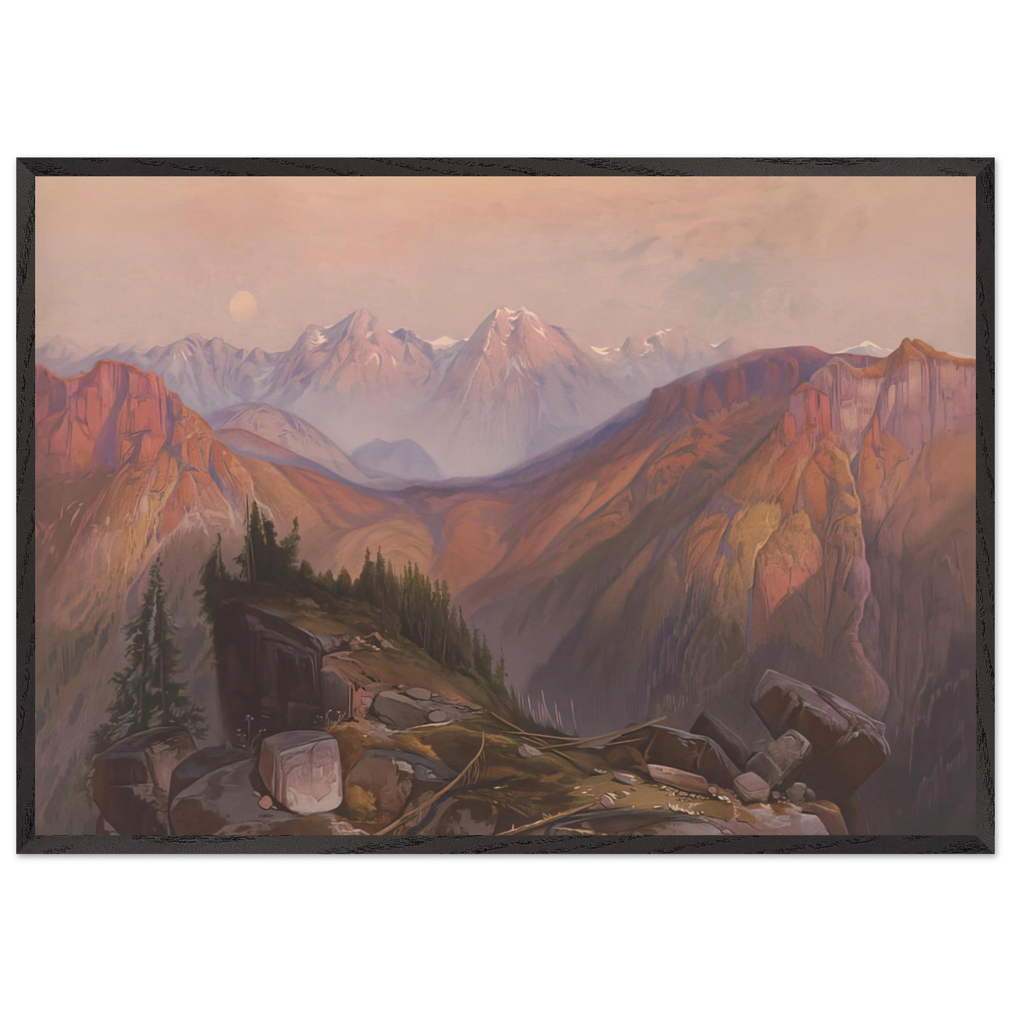 Lower Yellowstone Range - Thomas Moran 70x100 cm / 28x40 inches Framed Art Print – Black Wooden Frame