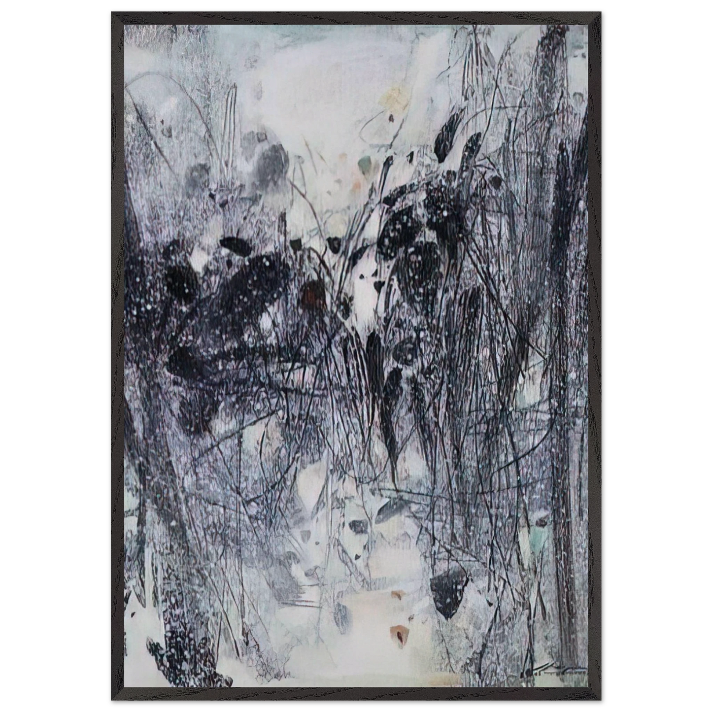 EVOCATION BLEUE 1989 - Chu teh Chun 70x100 cm / 28x40 inches Framed Art Print – Black Wooden Frame