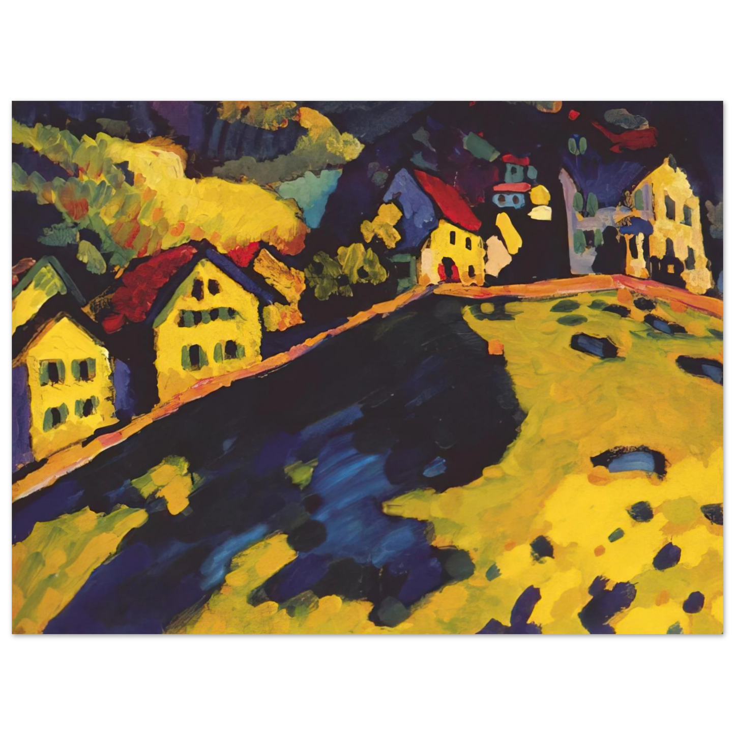Wassily Kandinsky - HOUSES AT MURNAU 1909 Fine Art Poster - Default Title