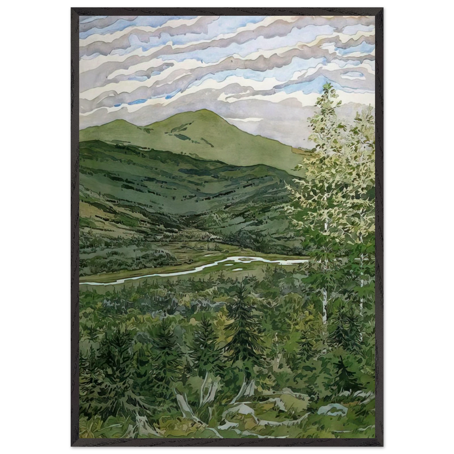 Briggs Meadow - 1977 - Neil Welliver 70x100 cm / 28x40 inches Framed Art Print – Black Wooden Frame