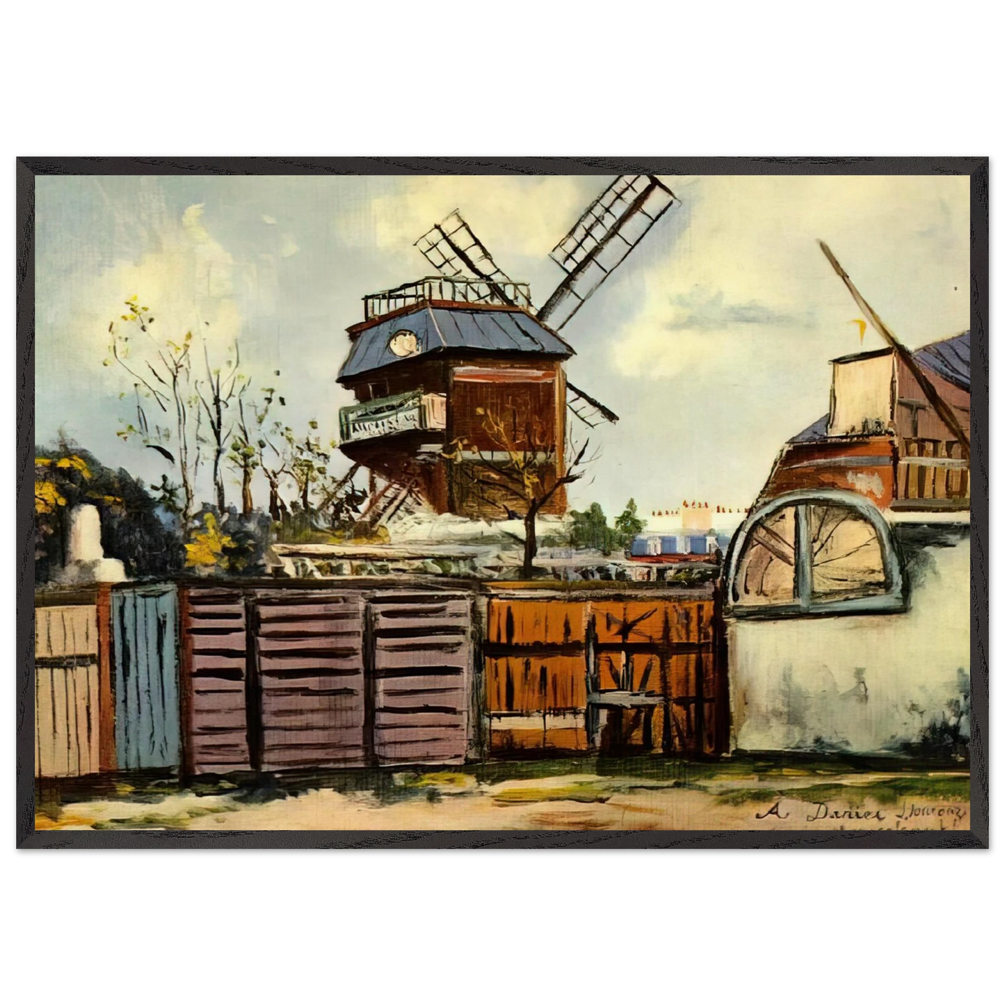 MOULIN DE LA GALETTE 6 - Maurice Utrillo 70x100 cm / 28x40 inches Framed Art Print – Black Wooden Frame