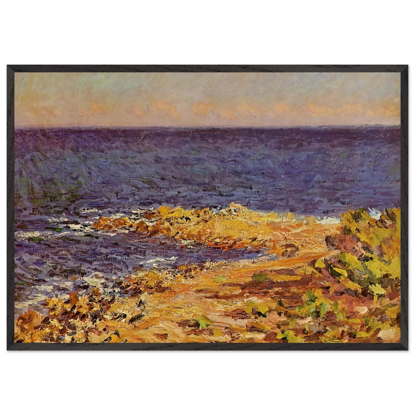 The Big Blue Mediterranean at Antibes - claude monet Framed Art Print – Black Wooden Frame - Default Title - -Framed Art Print