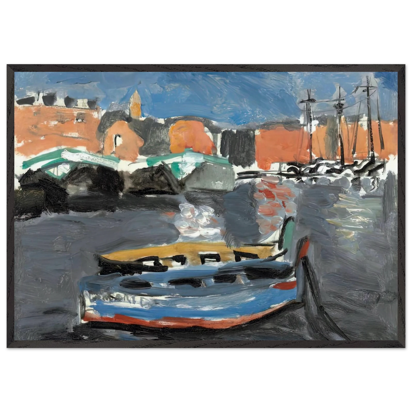 PORT DE MARSEILLE 1917 - Henri Matisse 70x100 cm / 28x40 inches Framed Art Print – Black Wooden Frame