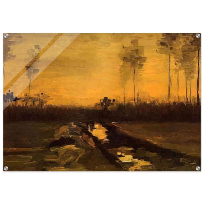 Landscape at Dusk - Vincent van Gogh Acrylic Print - 70x100 cm / 28x40″ inches