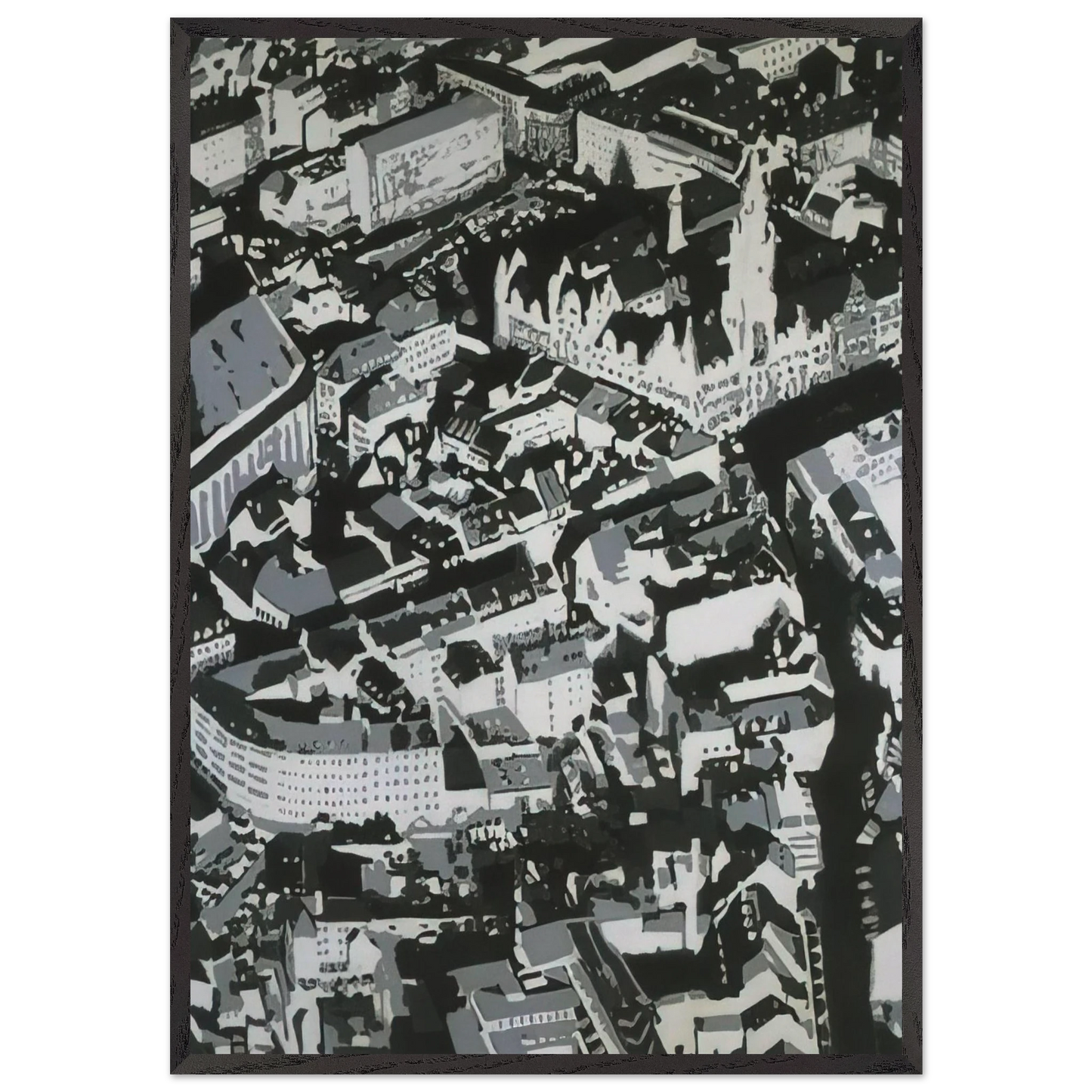 TOWNSCAPE MU 1968 - Gerhard Richter Framed Art Print – Black Wooden Frame - Default Title - -Framed Art Print