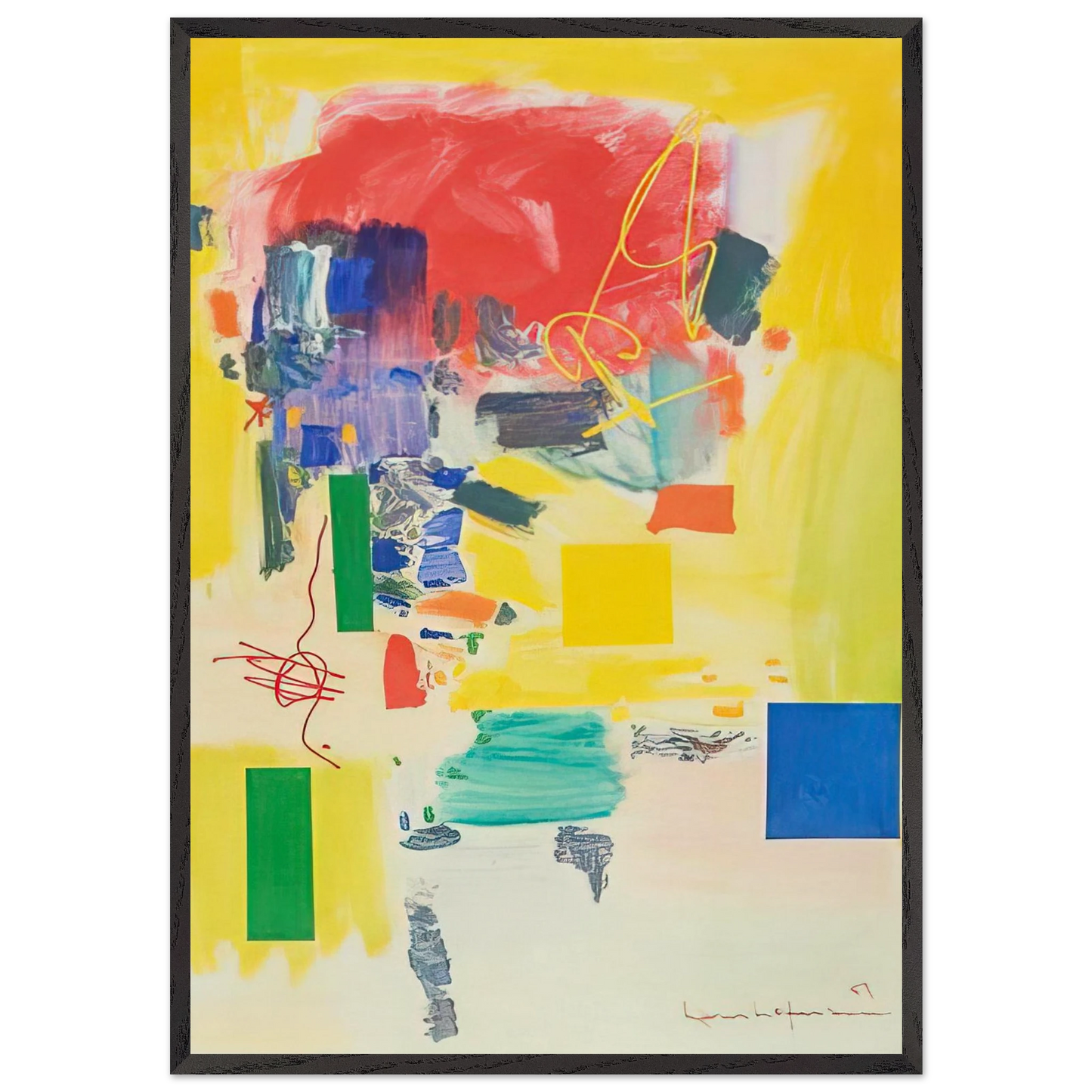 Golden Splendor - Hans Hofmann 70x100 cm / 28x40 inches Framed Art Print – Black Wooden Frame