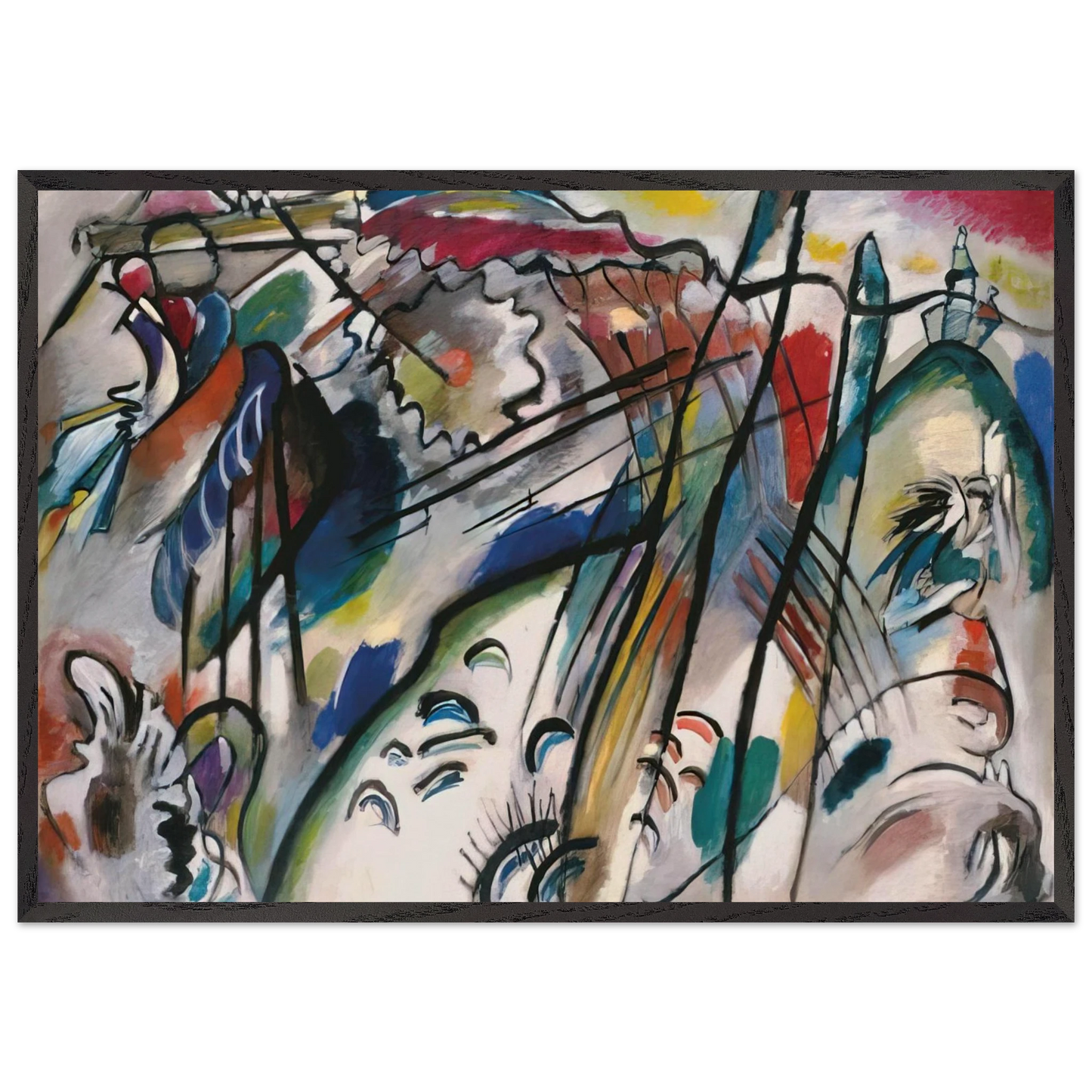 IMPROVISATION 28 SECOND VERSION 1912 - Wassily Kandinsky 70x100 cm / 28x40 inches Framed Art Print – Black Wooden Frame