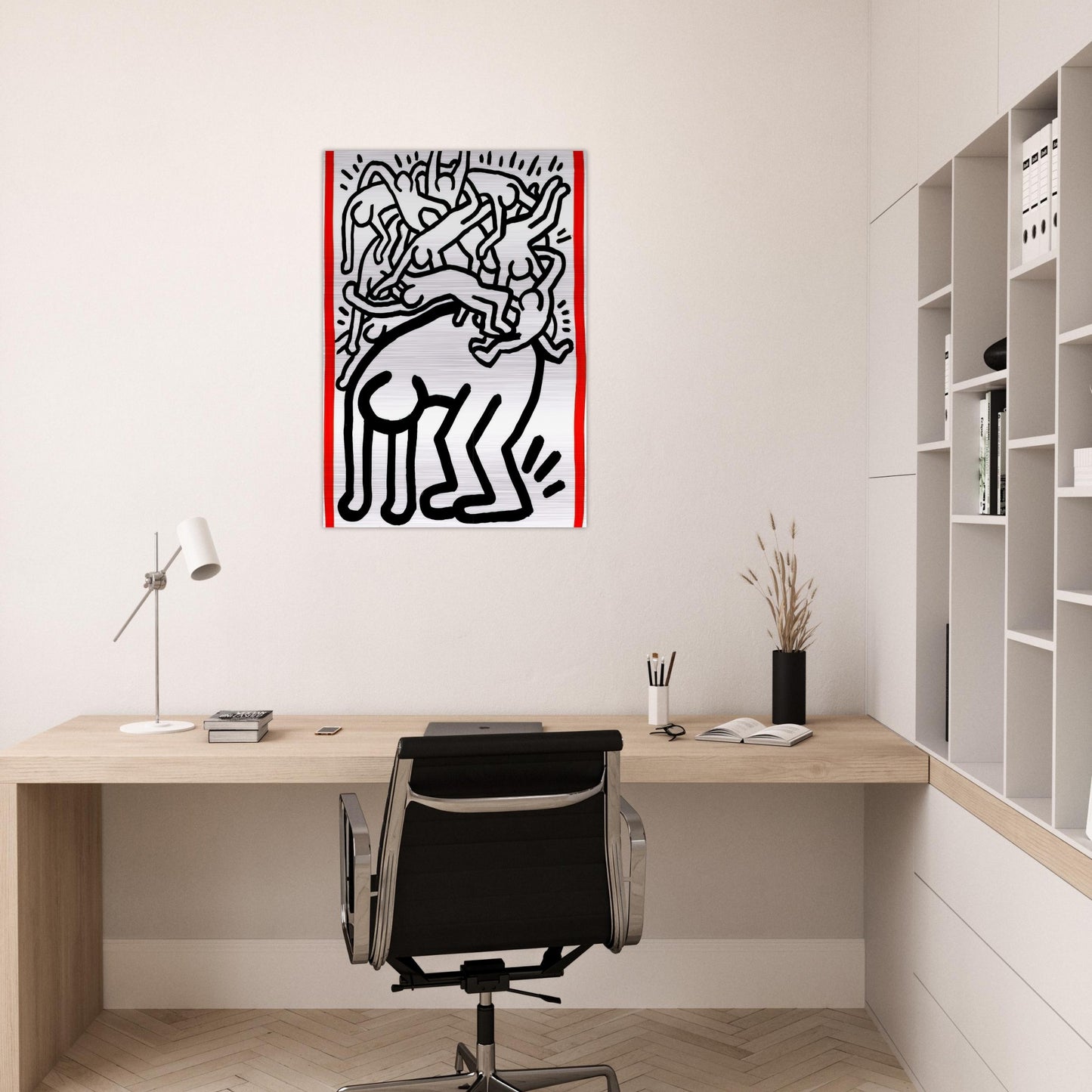 FIGHT AIDS WORLDWIDE 1990 - Keith Haring Brushed Aluminum Print - 70x100 cm / 28x40 inches | Keith Haring Aluminum Print | Keith Haring Prints