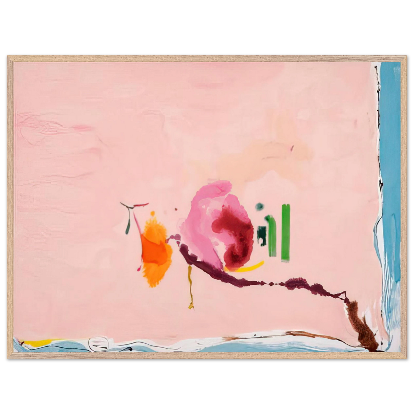 Helen Frankenthaler - Flirt - 1995 Wall art - 28x43 cm / XL (11x17 inches) - Premium Wooden Framed Poster With Fine Art Paper - Black frame