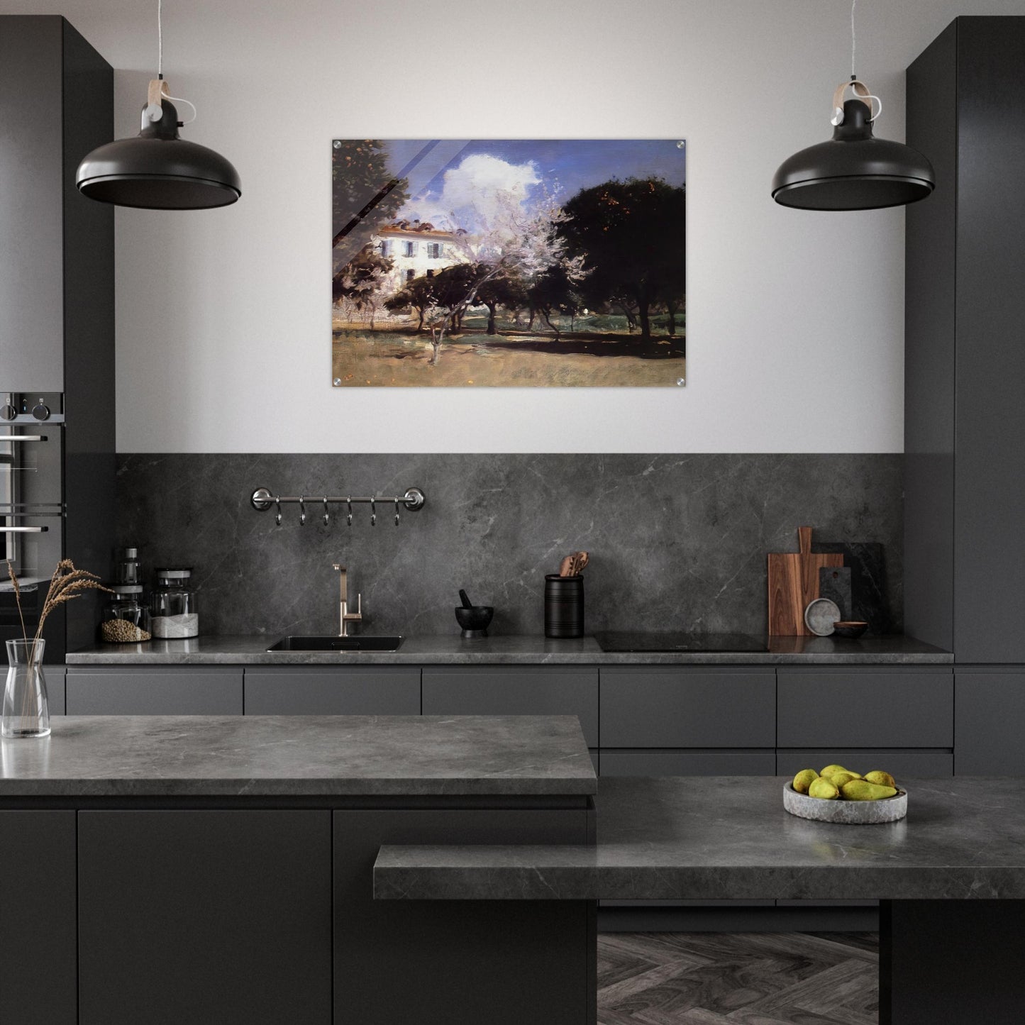 House and Garden - John Singer Sargent Acrylic Print - 70x100 cm / 28x40″ inches | John Singer Sargent Wall Art | John Singer Sargent Prints