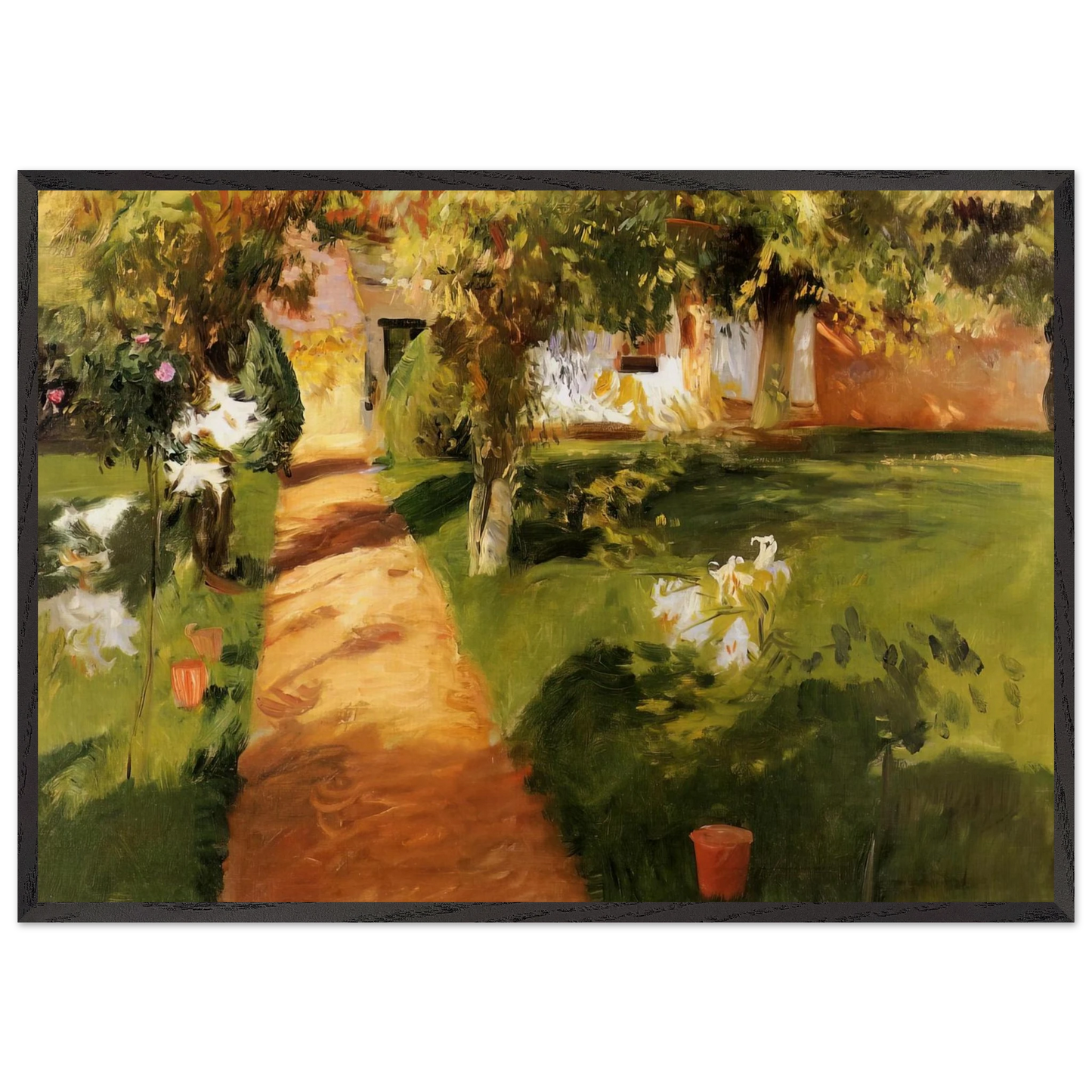 Millets Garden - John Singer Sargent 70x100 cm / 28x40 inches Framed Art Print – Black Wooden Frame