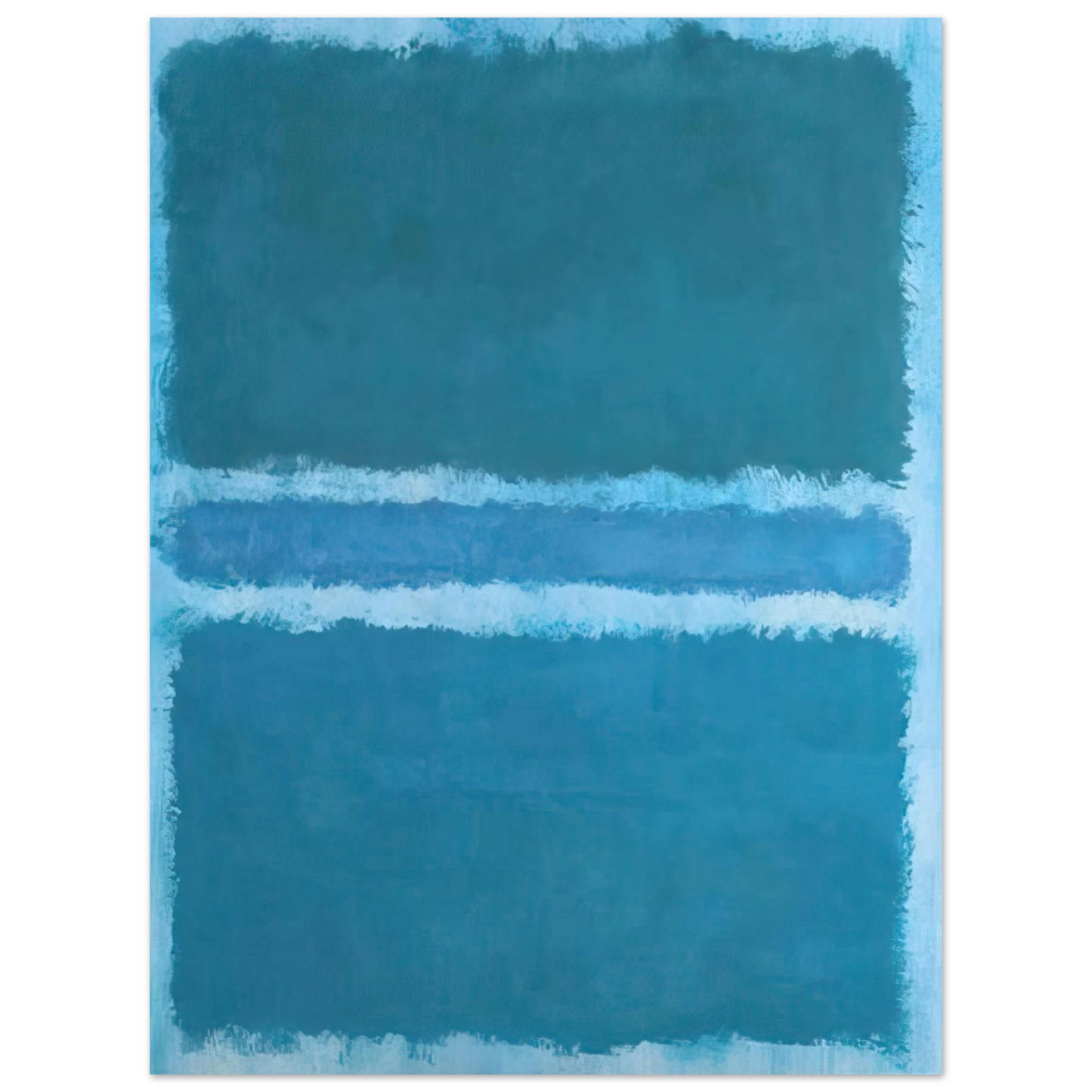 Mark Rothko - Untitled Blue Divided by Blue - 1966 Wall Art - 60x80 cm / 24x32 inches - Premium Wooden Framed Poster With Fine Art Paper - White frame