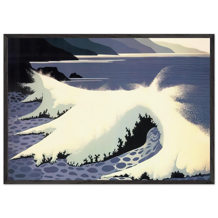 The White Wave - Eyvind Earle 70x100 cm / 28x40 inches Framed Art Print – Black Wooden Frame