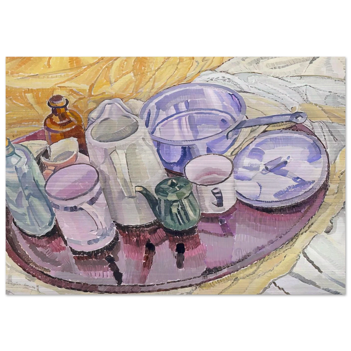 Things on an iron tray on the floor - 1928 - Grace Cossington Smith Brushed Aluminum Print - 70x100 cm / 28x40 inches | Grace Cossington Smith Aluminum Print | Grace Cossington Smith Prints