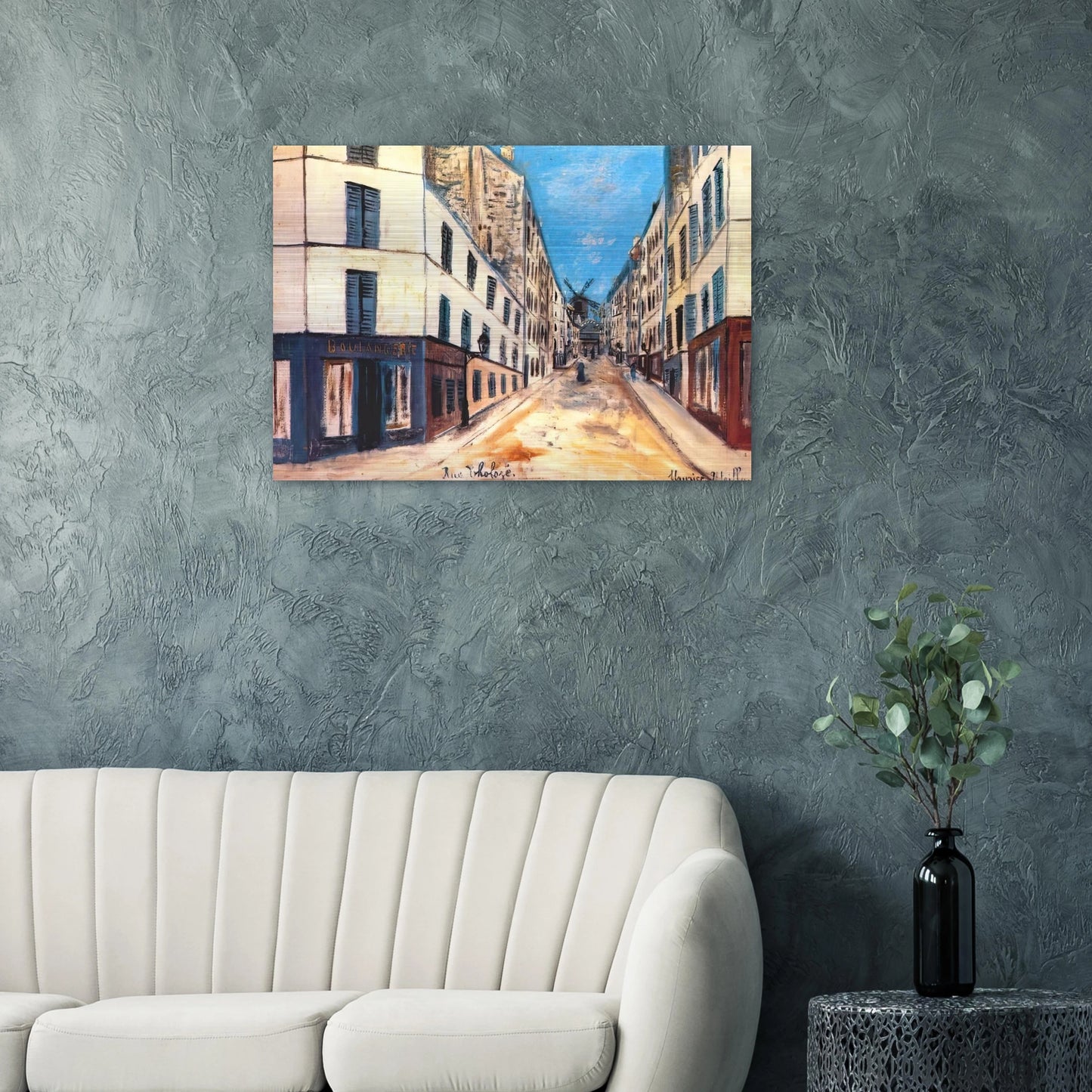 THOLOZE STREET - Maurice Utrillo Brushed Aluminum Print - 70x100 cm / 28x40 inches | Maurice Utrillo Aluminum Print | Maurice Utrillo Prints