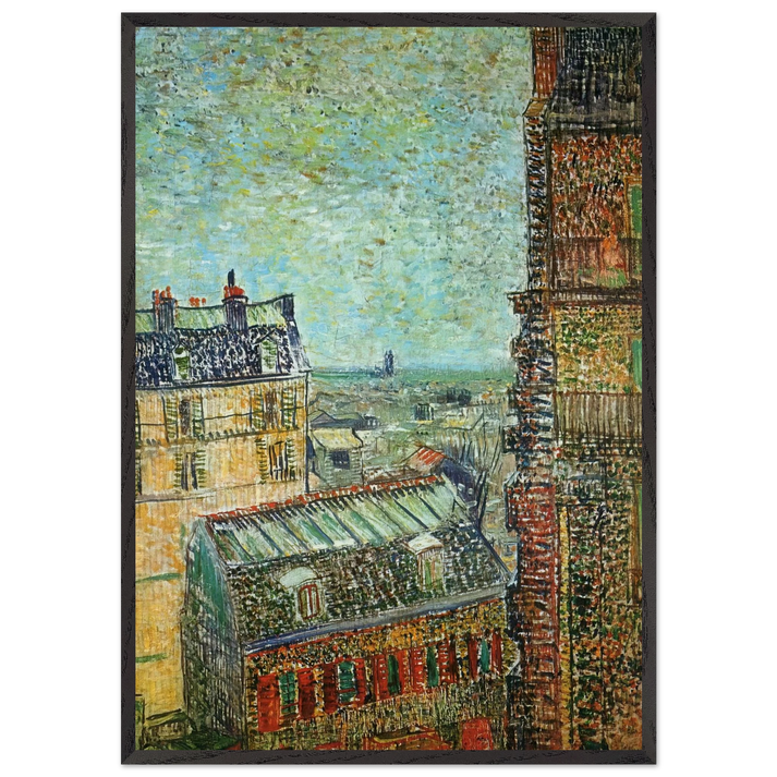 View of Paris from Vincents Room in the Rue Lepic - Vincent van Gogh 70x100 cm / 28x40 inches Framed Art Print – Black Wooden Frame