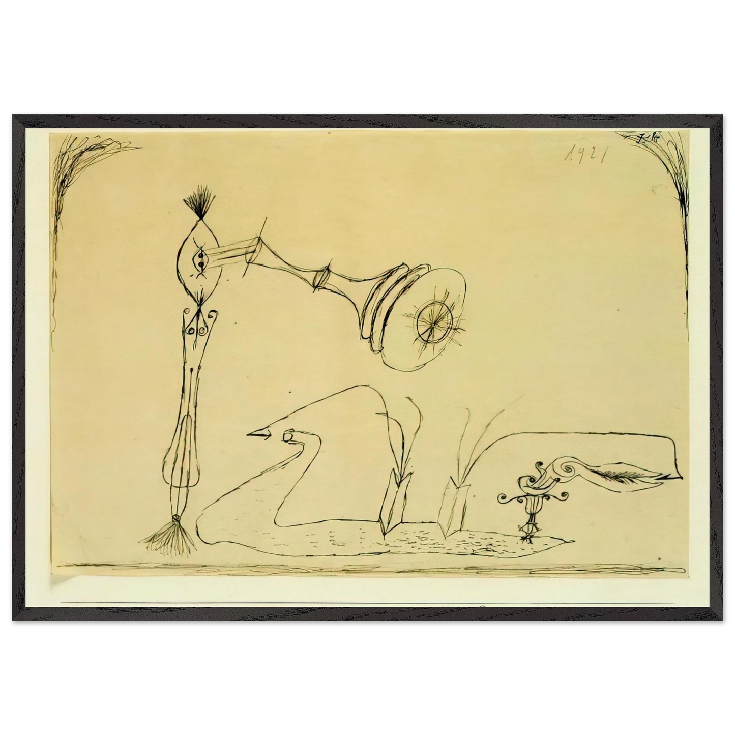 APPARATUS FOR THE MAGNETIC TREATMENT OF PLANTS 1908 - Paul Klee Framed Art Print – Black Wooden Frame - Default Title - -Framed Art Print