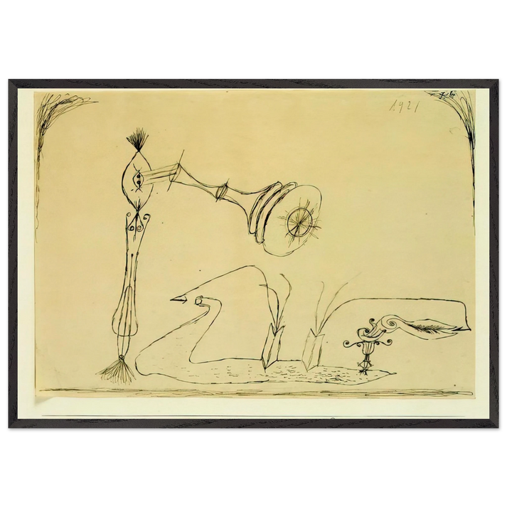 APPARATUS FOR THE MAGNETIC TREATMENT OF PLANTS 1908 - Paul Klee 70x100 cm / 28x40 inches Framed Art Print – Black Wooden Frame