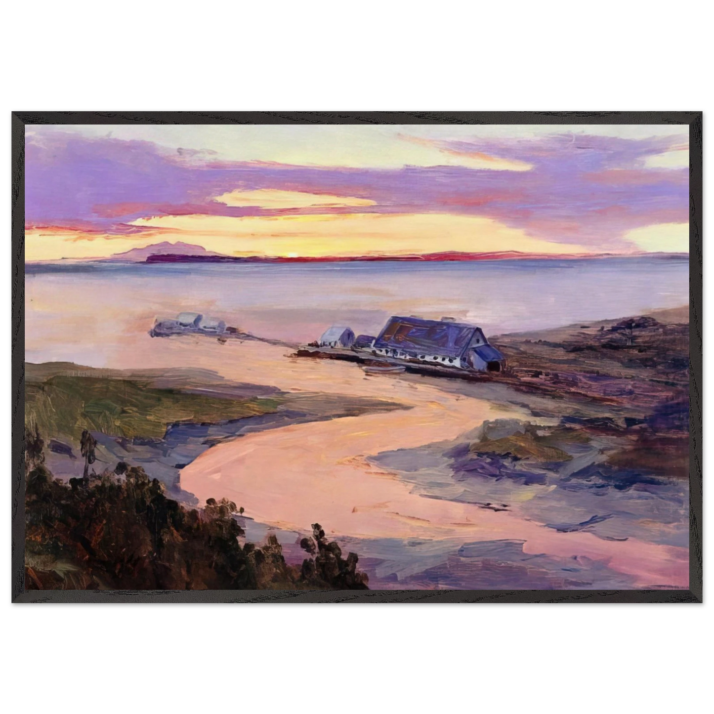 Emard Salmon Cannery - 1915 - Sydney Laurence Framed Art Print – Black Wooden Frame - Default Title - -Framed Art Print