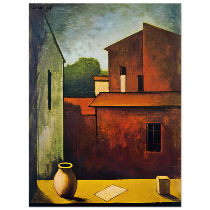 Carlo Carra - THE RED HOUSE 1927 75x100 cm / 30x40inches Fine Art Poster