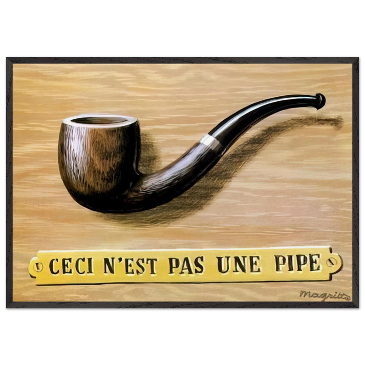THE TREACHERY OF IMAGES THIS IS NOT A PIPE 1966 - Rene Magritte 70x100 cm / 28x40 inches Framed Art Print – Black Wooden Frame